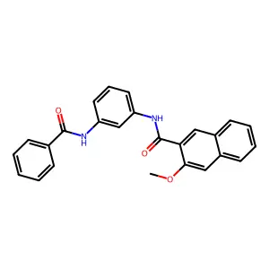 N-(3-benzamidophenyl)-3-methoxynaphthalene-2-carboxamide structure