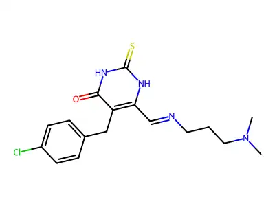 5-[(4-chlorophenyl)methyl]-6-[3-(dimethylamino)propyliminome structure