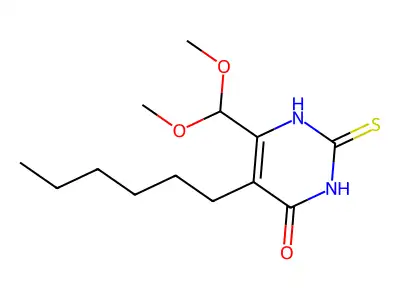 6-(dimethoxymethyl)-5-hexyl-2-sulfanylidene-1H-pyrimidin-4-one structure