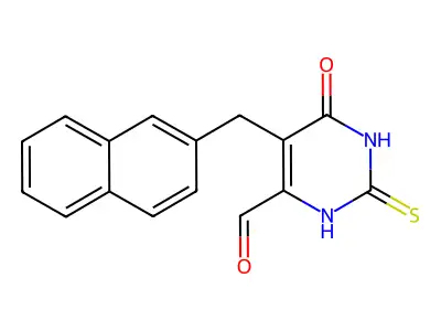 5-(naphthalen-2-ylmethyl)-4-oxo-2-sulfanylidene-1H-pyrimidine-6-carbaldehyde structure