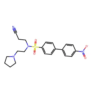 N-(2-cyanoethyl)-4-(4-nitrophenyl)-N-(2-pyrrolidin-1-ylethyl)benzenesulfonamide structure