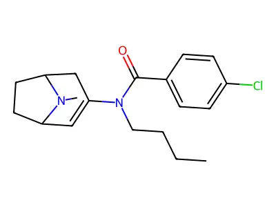 N-butyl-4-chloro-N-(8-methyl-8-azabicyclo[3.2.1]oct-3-en-3-yl)benzamide structure