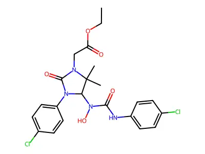 ethyl 2-[3-(4-chlorophenyl)-4-[(4-chlorophenyl)carbamoyl-hydroxyamino]-5,5-dimethyl-2-oxoimidazolidin-1-yl]acetate structure