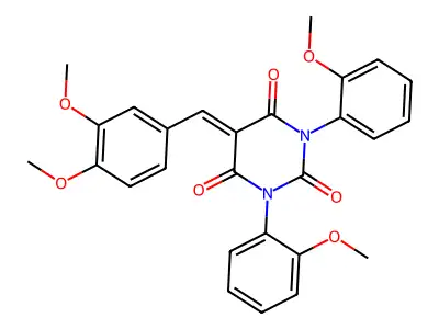 5-[(3,4-dimethoxyphenyl)methylidene]-1,3-bis(2-methoxyphenyl)-1,3-diazinane-2,4,6-trione structure