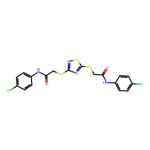 2-[(3-{[2-(4-CHLOROANILINO)-2-OXOETHYL]SULFANYL}-1,2,4-THIADIAZOL-5-YL)SULFANYL]-N-(4-CHLOROPHENYL)ACETAMIDE structure