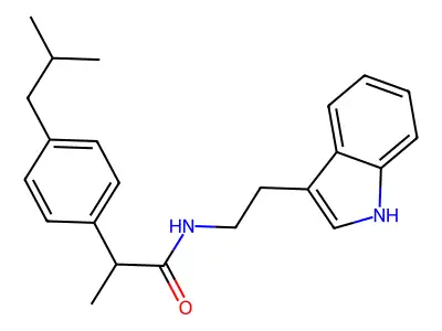N-[2-(1H-indol-3-yl)ethyl]-2-[4-(2-methylpropyl)phenyl]propanamide structure