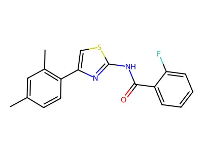 N-[4-(2,4-dimethylphenyl)-1,3-thiazol-2-yl]-2-fluorobenzamide structure