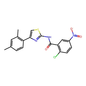 2-chloro-N-[4-(2,4-dimethylphenyl)-1,3-thiazol-2-yl]-5-nitrobenzamide structure