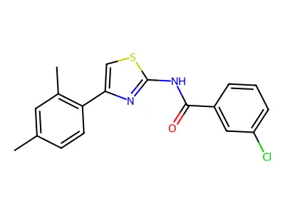 3-chloro-N-[4-(2,4-dimethylphenyl)-1,3-thiazol-2-yl]benzamide structure
