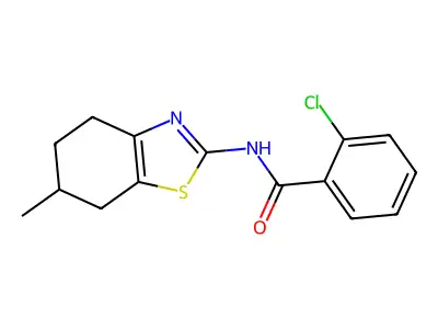 2-chloro-N-(6-methyl-4,5,6,7-tetrahydro-1,3-benzothiazol-2-yl)benzamide structure