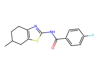 4-fluoro-N-(6-methyl-4,5,6,7-tetrahydro-1,3-benzothiazol-2-yl)benzamide structure