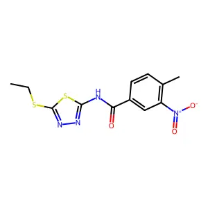 N-(5-ethylsulfanyl-1,3,4-thiadiazol-2-yl)-4-methyl-3-nitrobenzamide structure