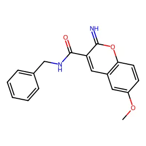 N-benzyl-2-imino-6-methoxychromene-3-carboxamide structure