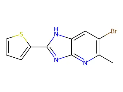 6-bromo-5-methyl-2-(2-thienyl)-1H-imidazo[4,5-b]pyridine structure
