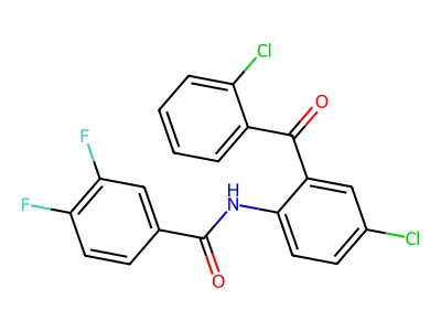 N-[4-chloro-2-(2-chlorobenzoyl)phenyl]-3,4-difluorobenzamide structure