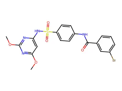 3-bromo-N-(4-(N-(2,6-dimethoxypyrimidin-4-yl)sulfamoyl)phenyl)benzamide structure