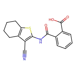 2-[(3-Cyano-4,5,6,7-tetrahydro-1-benzothiophen-2-yl)carbamoyl]benzoic acid structure