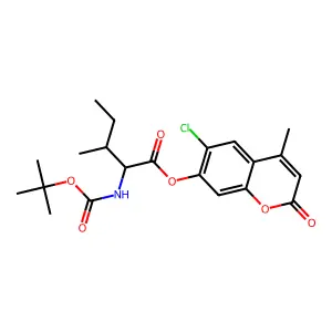 N-[(1,1-Dimethylethoxy)carbonyl]-L-isoleucine 6-chloro-4-methyl-2-oxo-2H-1-benzopyran-7-yl ester structure