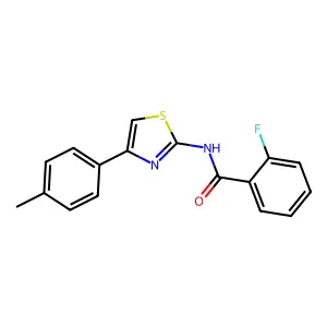 2-fluoro-N-[4-(4-methylphenyl)-1,3-thiazol-2-yl]benzamide structure