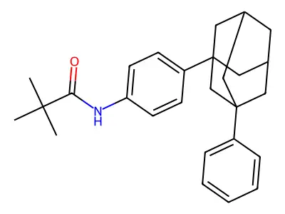 2,2-dimethyl-N-[4-(3-phenyl-1-adamantyl)phenyl]propanamide structure