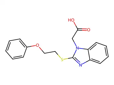 {2-[(2-phenoxyethyl)thio]-1H-benzimidazol-1-yl}acetic acid structure