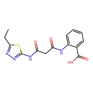 2-(3-((5-Ethyl-1,3,4-thiadiazol-2-yl)amino)-3-oxopropanamido)benzoic acid structure
