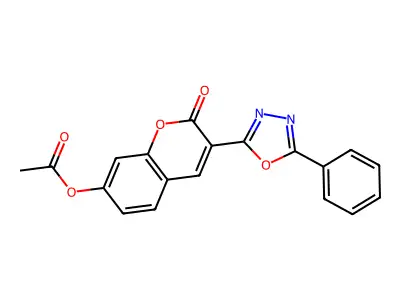 2-oxo-3-(5-phenyl-1,3,4-oxadiazol-2-yl)-2H-chromen-7-yl acetate structure