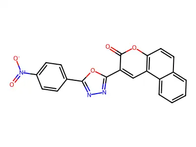 2-[5-(4-nitrophenyl)-1,3,4-oxadiazol-2-yl]-3H-benzo[f]chromen-3-one structure