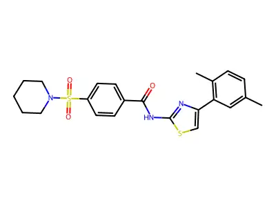 N-(4-(2,5-dimethylphenyl)thiazol-2-yl)-4-(piperidin-1-ylsulfonyl)benzamide structure