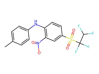 N-(4-methylphenyl)-2-nitro-4-(1,1,2,2-tetrafluoroethylsulfonyl)aniline structure