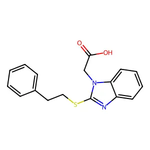 {2-[(2-phenylethyl)sulfanyl]-1H-benzimidazol-1-yl}acetic acid structure