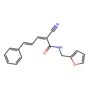 2-cyano-N-(furan-2-ylmethyl)-5-phenylpenta-2,4-dienamide structure