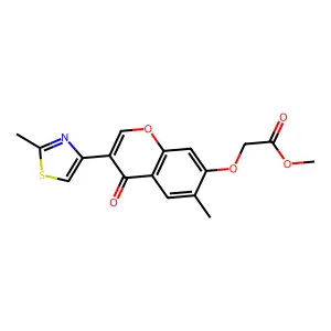 methyl 2-((6-methyl-3-(2-methylthiazol-4-yl)-4-oxo-4H-chromen-7-yl)oxy)acetate structure