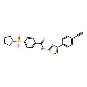 N-[4-(4-cyanophenyl)-1,3-thiazol-2-yl]-4-(pyrrolidine-1-sulfonyl)benzamide structure