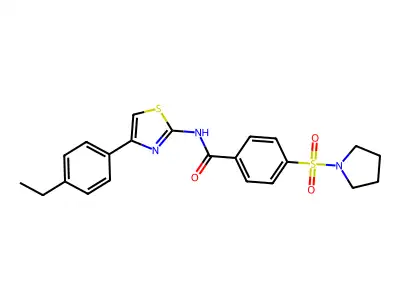 N-(4-(4-ethylphenyl)thiazol-2-yl)-4-(pyrrolidin-1-ylsulfonyl)benzamide structure