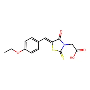 [(5Z)-5-(4-ethoxybenzylidene)-4-oxo-2-thioxo-1,3-thiazolidin-3-yl]acetic acid structure
