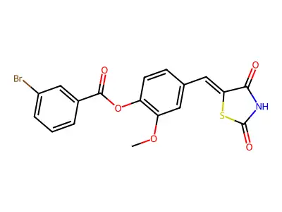 4-[(2,4-Dioxo-5-thiazolidinylidene)methyl]-2-methoxyphenyl 3-bromobenzoate structure