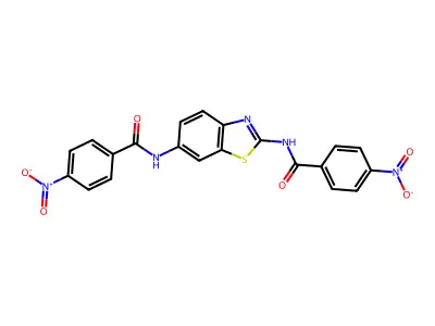 4-nitro-N-[2-[(4-nitrobenzoyl)amino]-1,3-benzothiazol-6-yl]benzamide structure