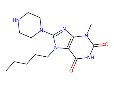 3-Methyl-7-pentyl-8-piperazin-1-ylpurine-2,6-dione structure