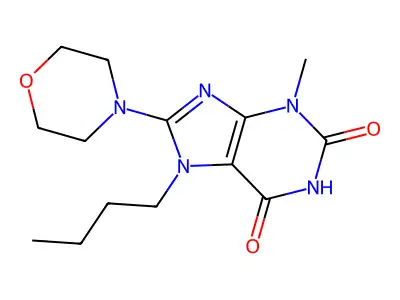 7-butyl-3-methyl-8-morpholino-1H-purine-2,6(3H,7H)-dione structure