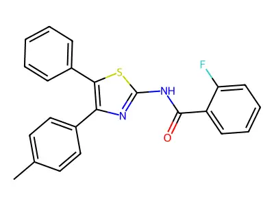 (Z)-2-fluoro-N-(5-phenyl-4-(p-tolyl)thiazol-2(3H)-ylidene)benzamide structure