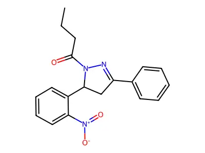 1-[3-(2-Nitrophenyl)-5-phenyl-3,4-dihydropyrazol-2-yl]butan-1-one structure
