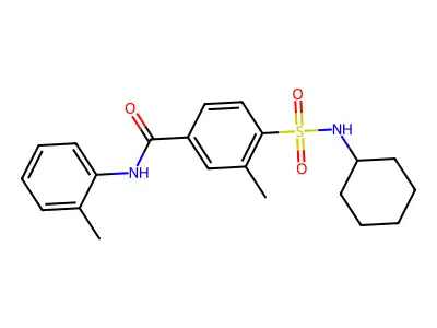 4-[(cyclohexylamino)sulfonyl]-3-methyl-N-(2-methylphenyl)benzamide structure