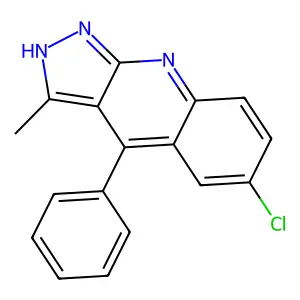 6-chloro-3-methyl-4-phenyl-1H-pyrazolo[3,4-b]quinoline structure
