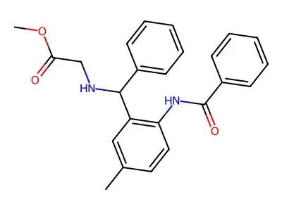 Methyl 2-[[(2-benzamido-5-methylphenyl)-phenylmethyl]amino]acetate structure