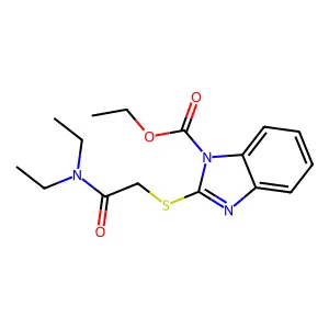 ethyl 2-((2-(diethylamino)-2-oxoethyl)thio)-1H-benzo[d]imidazole-1-carboxylate structure