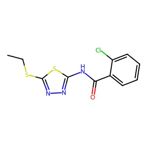2-chloro-N-[5-(ethylsulfanyl)-1,3,4-thiadiazol-2-yl]benzamide structure