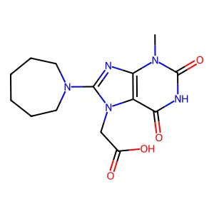 2-(8-(azepan-1-yl)-3-methyl-2,6-dioxo-2,3-dihydro-1H-purin-7(6H)-yl)acetic acid structure