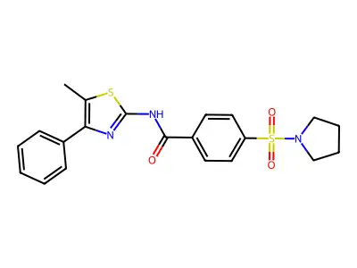 N-(5-methyl-4-phenylthiazol-2-yl)-4-(pyrrolidin-1-ylsulfonyl)benzamide structure