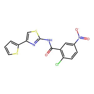 2-chloro-5-nitro-N-(4-thiophen-2-yl-1,3-thiazol-2-yl)benzamide structure